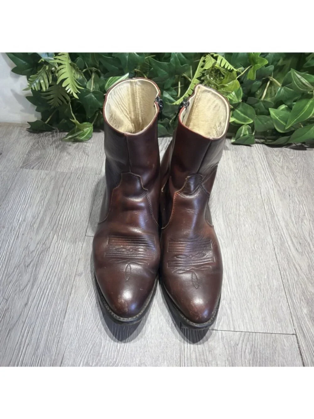 Vintage Durango DB954 Men’s 8.5D Ankle Cowboy Boots Side Zip Brown Leather
